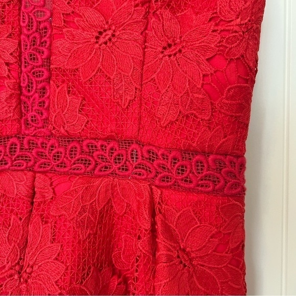 Nicholas Floral Lace Rouleau Ball Dress in Hibiscus Red - Picture 5 of 10